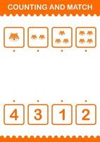 Counting and match Fox face. Worksheet for kids vector