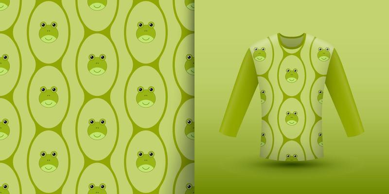 Frog seamless pattern with shirt