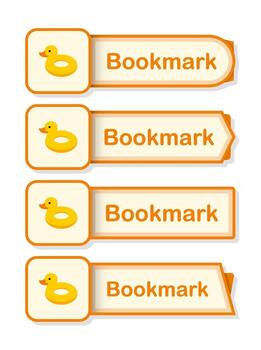 Set of colored bookmarks with Inflatable Duck vector