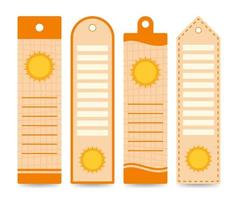 Set of colored bookmarks with Sun vector