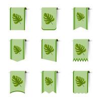 Set of colored bookmarks with Monstera vector