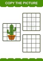 Copy the picture with Cactus. Worksheet for kids vector