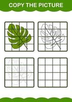 Copy the picture with Monstera. Worksheet for kids vector