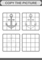 Copy the picture with Anchor. Worksheet for kids vector