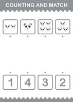 Counting and match Panda face. Worksheet for kids vector