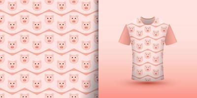 Pig seamless pattern with shirt vector