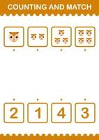 Counting and match Owl face. Worksheet for kids vector