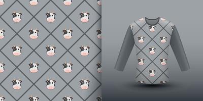 Cow seamless pattern with shirt vector