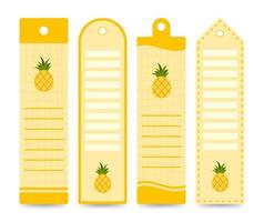 Set of colored bookmarks with Pineapple vector