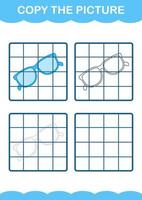 Copy the picture with Glasses. Worksheet for kids vector