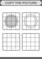 Copy the picture with Sun. Worksheet for kids vector