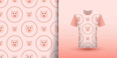 Pig seamless pattern with shirt vector