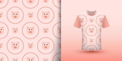 Pig seamless pattern with shirt vector