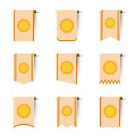 Set of colored bookmarks with Sun vector