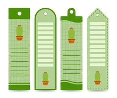 Set of colored bookmarks with Cactus vector