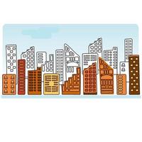 Urban landscape with high skyscrapers. Skyline Clip Art City Design. Vector Illustration