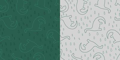 Dinosaur pattern. Cute outlined spotted dino seamless pattern. Repeat endless background with prehistoric anymals. Cartoon vector illustration