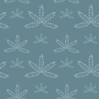 Floral seamless pattern. Decorative abstract doodle leaves on blue-grey background. Repeat endless texture with foliage. Vector illustration