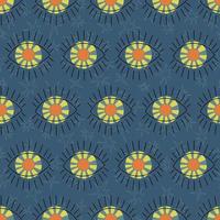 The sun in eyes seamless pattern. Eyeball vector illustration design. Repeatable pattern textile