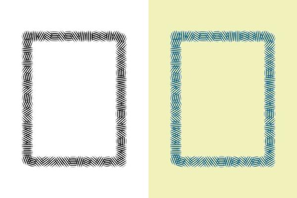 Grunge frame for inscription. Textured design in . Stencil painted frame. Vector illustration isolated on white and blue background