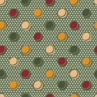 Polka dots seamless patternon green back. Circles and dots, colorful balls repeat pattern for textile, background, wrapping paper. Vector for design