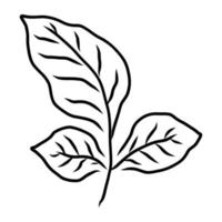 ISOLATED ON A WHITE BACKGROUND CONTOUR DRAWING OF A PLANT LEAF vector