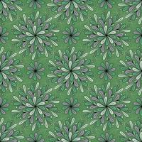 GREEN SEAMLESS VECTOR BACKGROUND WITH SPIRAL ROUND MULTICOLORED DECORATIVE ELEMENTS