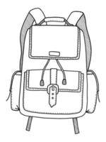 VECTOR TOURIST BACKPACK ISOLATED ON A WHITE BACKGROUND. DOODLE DRAWING BY HAND