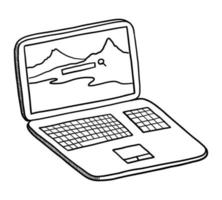 ilustración vectorial de un portátil aislado en un fondo blanco. garabato dibujando a mano vector