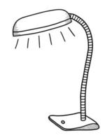 lámpara de mesa vectorial aislada en un fondo blanco. garabato dibujando a mano vector