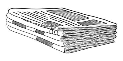 VECTOR STACK OF NEWSPAPERS ISOLATED ON A WHITE BACKGROUND. DOODLE DRAWING BY HAND