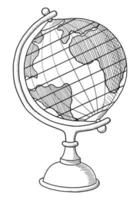 VECTOR GLOBE ISOLATED ON A WHITE BACKGROUND. DOODLE DRAWING BY HAND