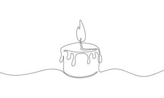 Candle, one continuous line drawing. Isolated on white background.  Vector minimalist style