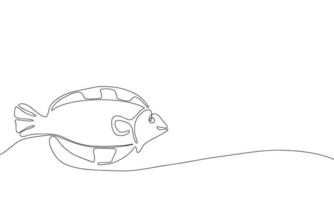 Abstract fish in continuous line art drawing style. Minimalist black linear sketch on white background. Vector illustration