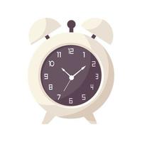 Overslept. Alarm clock red wake up time isolated on background in flat style. Vector illustration