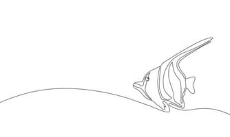 Fish - Continuous one line drawing. Vector illustration