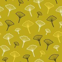 Seamless vector pattern with  Japanese ginkgo biloba tree leaves