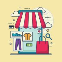 Online shop concept illustration ease of online shop to buy clothes vector