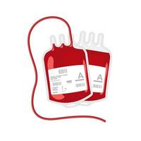 Two blood bags from blood donation on a white background