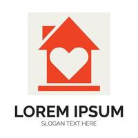 Love Home and Heart logo design vector