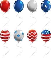 juego de globos con cintas de temática americana vector