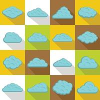 Clouds icons set, flat style vector
