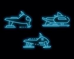 Snowmobile icons set vector neon