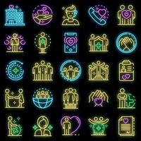 Social service icons set vector neon