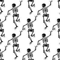 Seamless pattern with black skeletons. vector