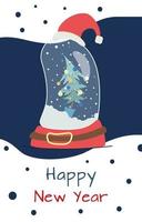 Postcards with a snow globe. Vector