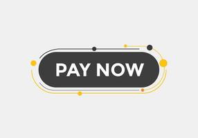 Pay Now text button. Web button banner template Pay Now vector