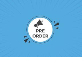 Pre Order text button. Web button banner template Pre Order vector