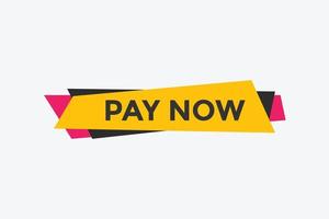 Pay Now button. Pay Now text web banner template. Sign icon banner vector
