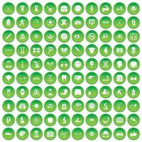 100 health icons set green circle vector
